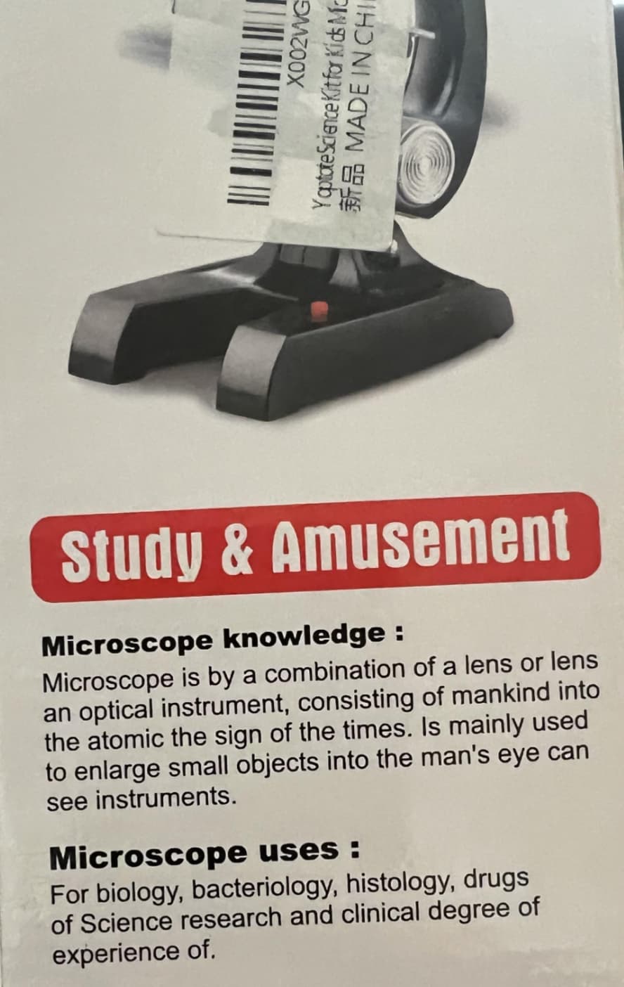 car - X002WG Yoptate Science Kit for Kids Mc Made In Child Study & Amusement Microscope knowledge Microscope is by a combination of a lens or lens an optical instrument, consisting of mankind into the atomic the sign of the times. Is mainly used to enlarg